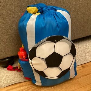 NWOT Kids Soccer Sleeping Bag Set